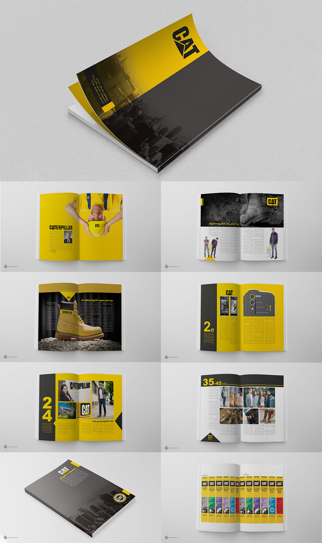 Caterpillar products catalouge mohsen hashemi graphic designer layout design cataloge brochure report magazine mag design